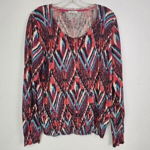 Sundance Sweater Cardigan Multicolor Print Cottagecore Boho Sz L See Description